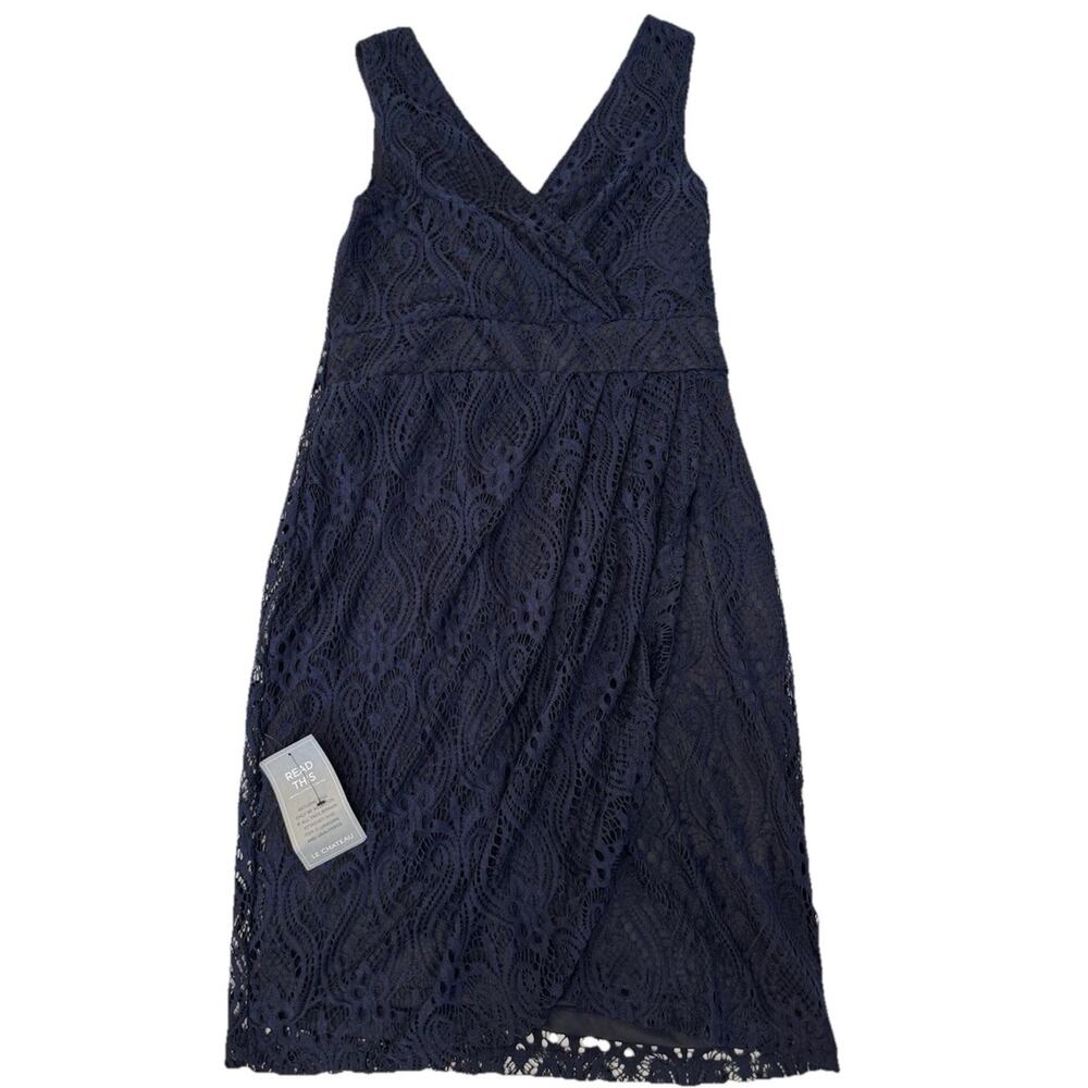 Le Château Navy Lace Sheath Dress Sleeveless Knee Length Formal Mother of Bride
